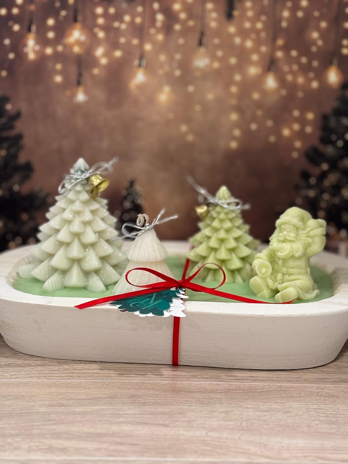 Wooden Bowl Christmas Candle (Small)