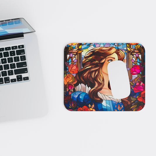 Stained Glass Beauty & The Beast Princess - Mouse Pad