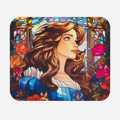 Stained Glass Beauty & The Beast Princess - Mouse Pad