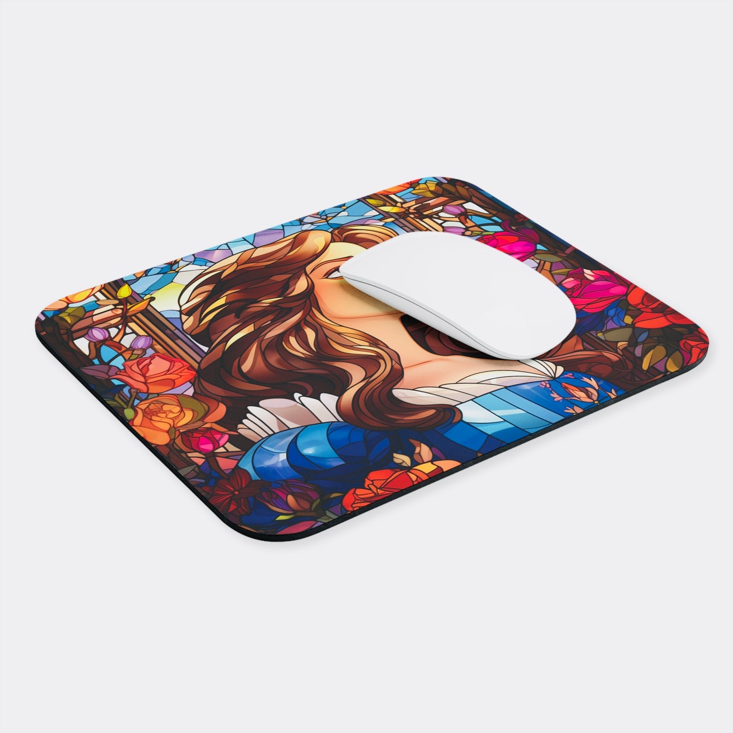 Stained Glass Beauty & The Beast Princess - Mouse Pad